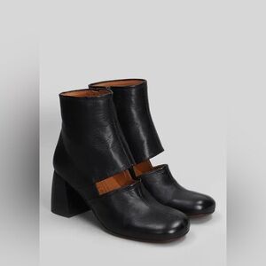 Chie Mihara Black Leather Cutout Ankle Boots